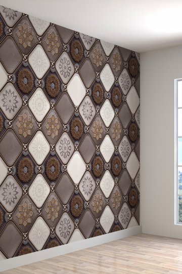 3 Boyutlu Geometrik Deri Desenli Silinebilir Tekstil Duvar Kağıdı