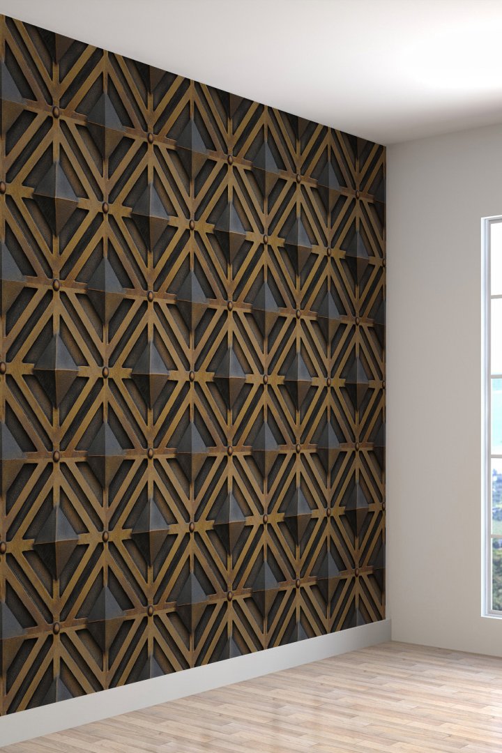 3 Boyutlu Geometrik Desenli Silinebilir Tekstil Duvar Kağıdı