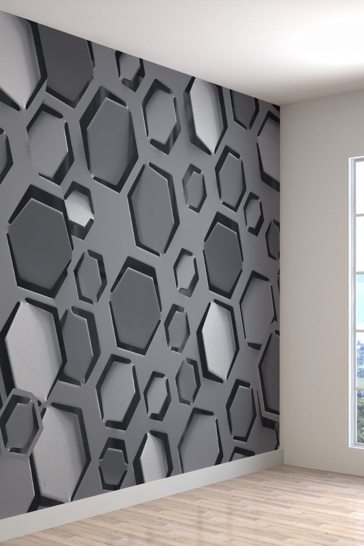 3 Boyutlu Geometrik Metal Desenli Silinebilir Tekstil Duvar Kağıdı