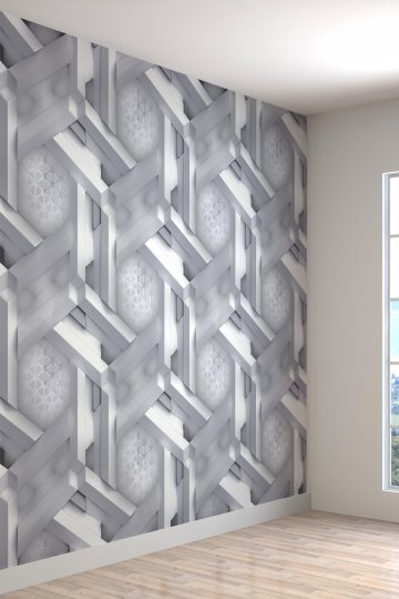 3 Boyutlu Geometrik Petek Izgara Desenli Tekstil Duvar Kağıdı