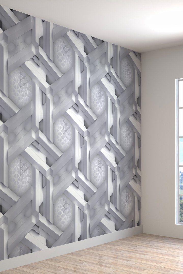 3 Boyutlu Geometrik Petek Izgara Desenli Tekstil Duvar Kağıdı