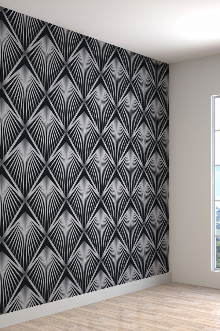 3 Boyutlu Geometrik Yaprak Desenli Silinebilir Tekstil Duvar Kağıdı