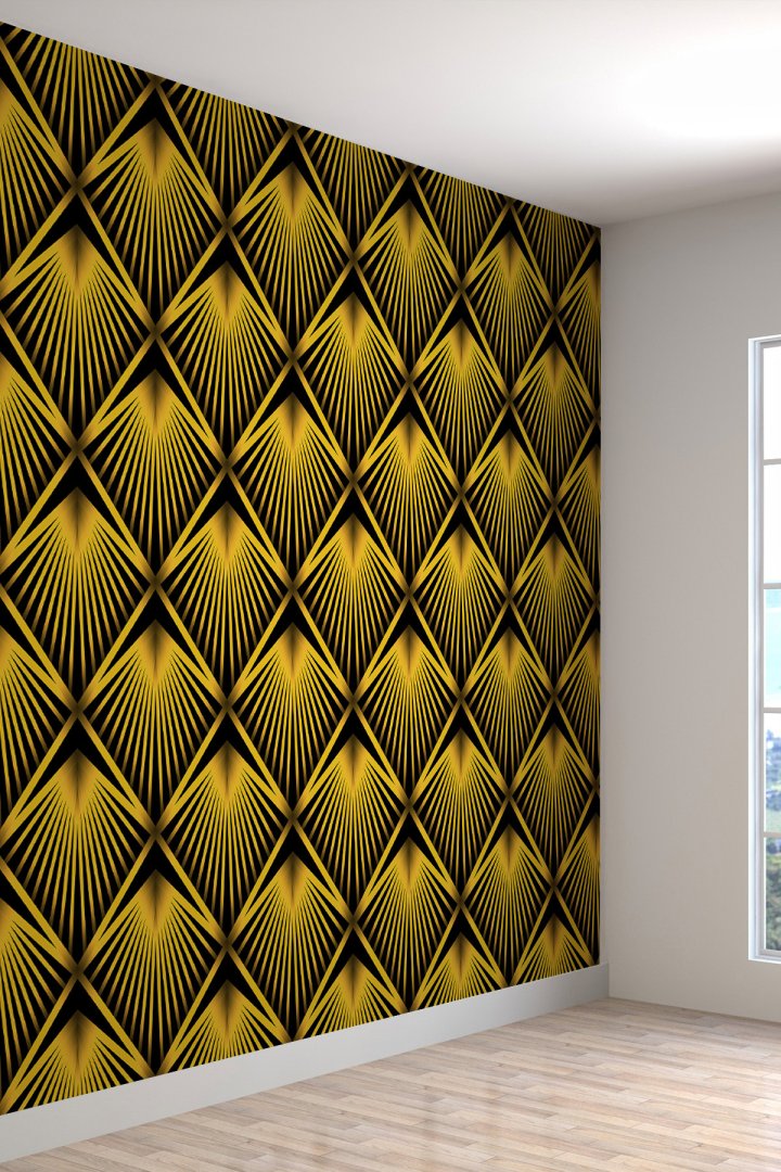 3 Boyutlu Geometrik Yaprak Desenli Silinebilir Tekstil Duvar Kağıdı