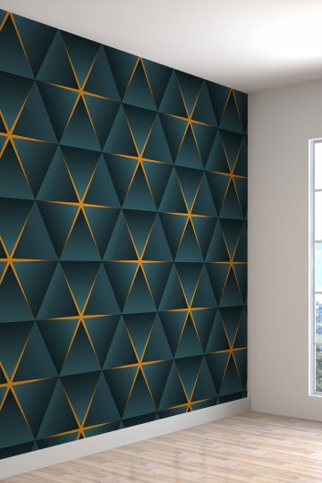 3 Boyutlu Geometrik Yıldız Desenli Silinebilir Tekstil Duvar Kağıdı