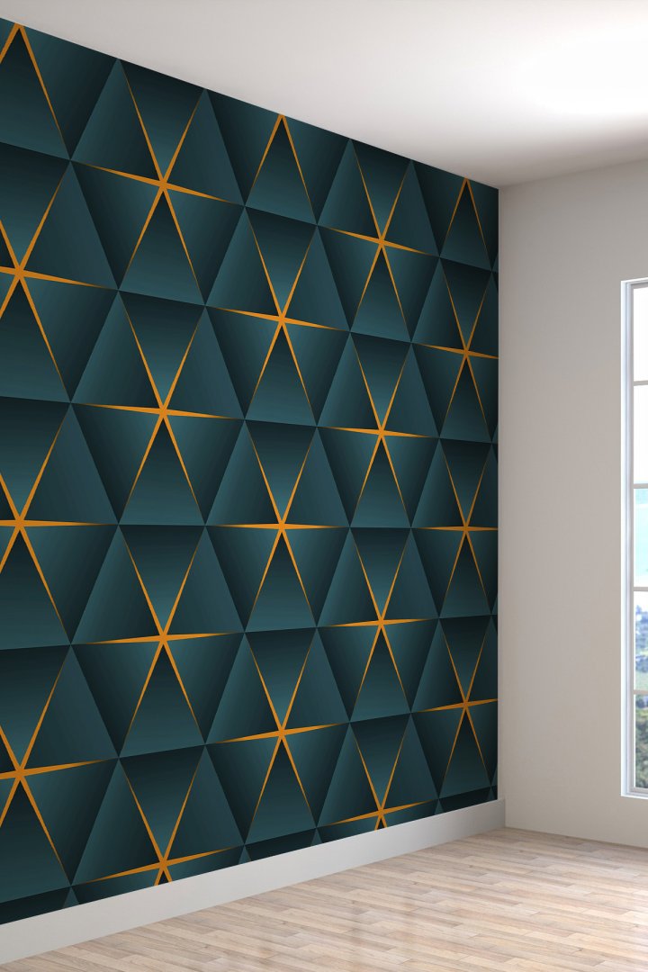 3 Boyutlu Geometrik Yıldız Desenli Silinebilir Tekstil Duvar Kağıdı