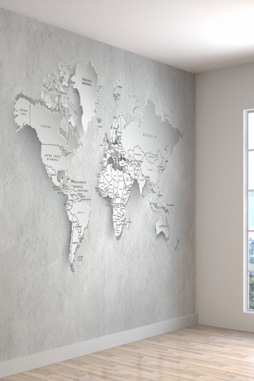 3 Boyutlu Harita Desenli Isı Ve Ses Yalıtımlı Tekstil Duvar Kağıdı