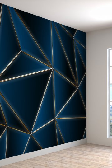 3 Boyutlu Soyut Geometrik Üçgen Desenli Tekstil Duvar Kağıdı