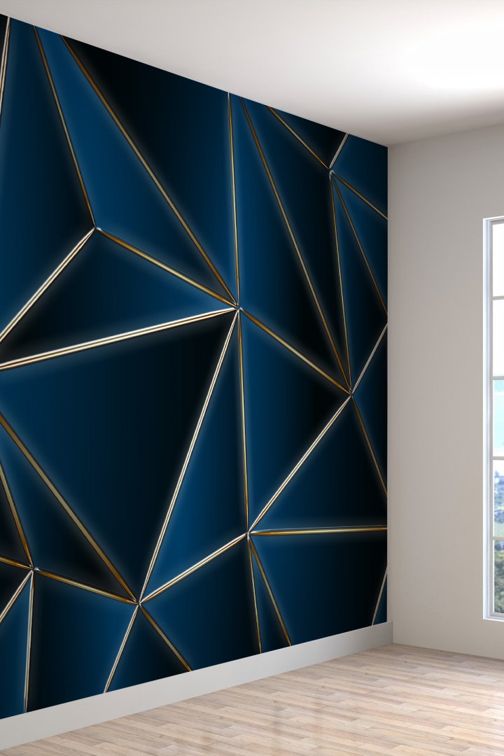 3 Boyutlu Soyut Geometrik Üçgen Desenli Tekstil Duvar Kağıdı