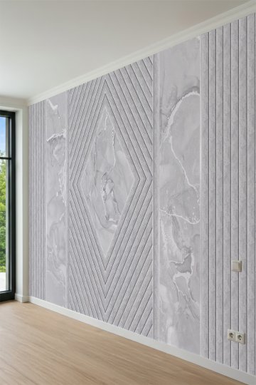 3D Baklava Formlu Geometrik Mermer ve Modern Desenli Tek Parça Tekstil Duvar Kağıdı