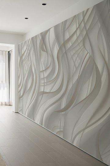 3D Dalga Formlu Tek Parça Tekstil Duvar Kağıdı