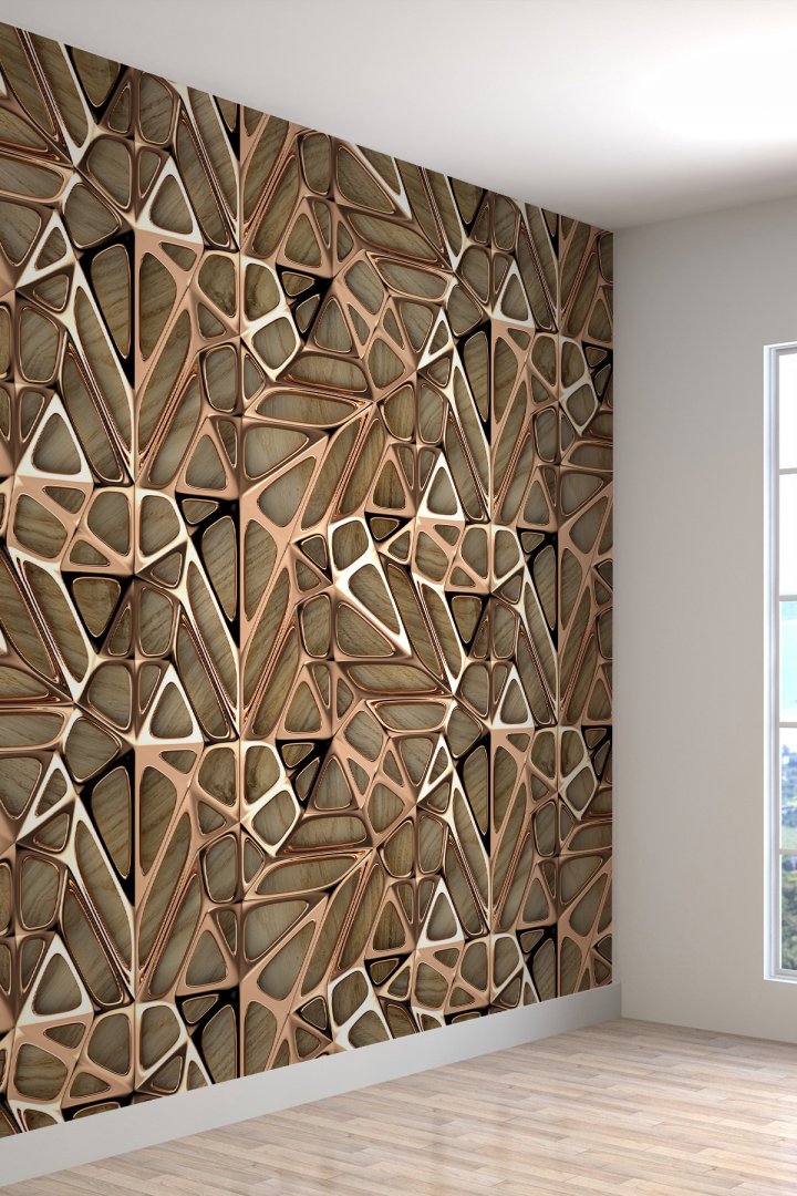3D Geometrik Şekil Desenli Silinebilir Tekstil Duvar Kağıdı