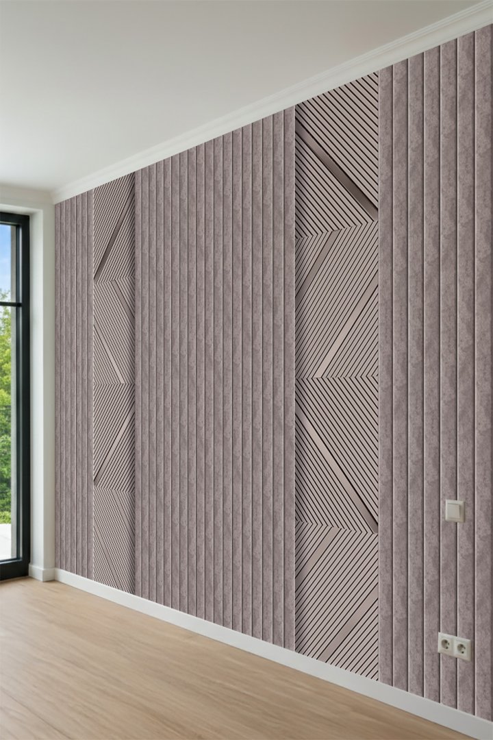  3D Görünümlü Modern Geometrik Çizgili Tek Parça Tekstil Duvar Kağıdı