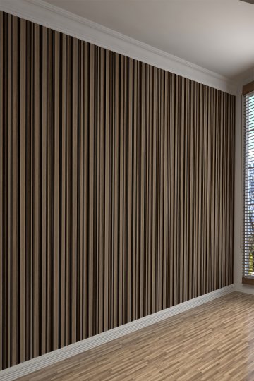 3D Koyu Ahşap Çizgili Panel Duvar Kağıdı – Tek Parça, Özel Ölçü, Kolay Uygulama
