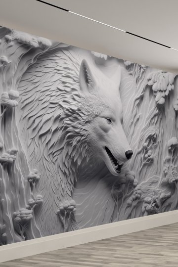 3D Kurt Portresi Sanatsal Tekstil Duvar Kağıdı
