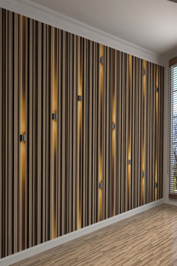 3D LED Aydınlatma Desenli Lüks Panel Duvar Kağıdı – Tek Parça, Dekoratif