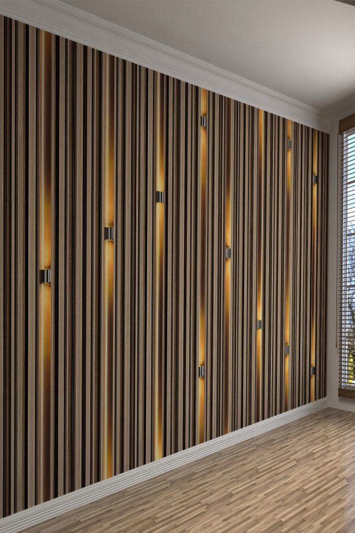 3D LED Aydınlatma Desenli Lüks Panel Duvar Kağıdı – Tek Parça, Dekoratif