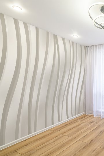 3D Modern Dalgalı Çizgi Efektli Tek Parça Tekstil Duvar Kağıdı