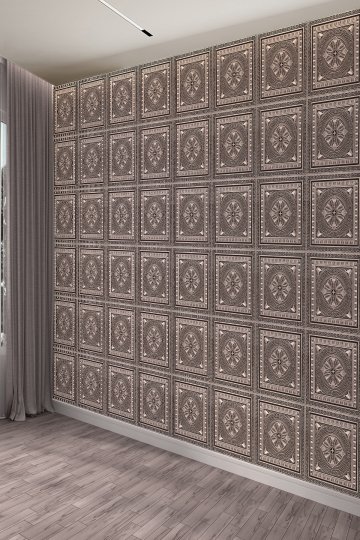 Antik Rose Kare Motifli Tekstil Duvar Kağıdı