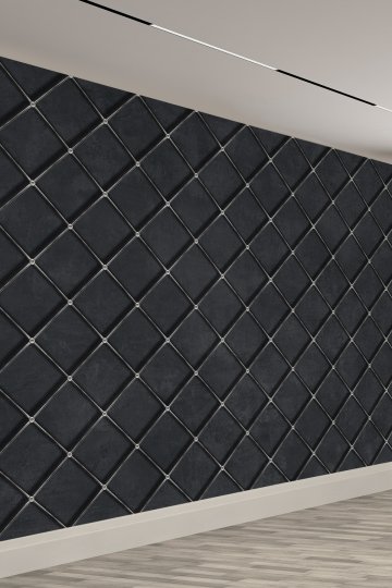 Antrasit Gri Kafes Desenli Modern 3D Karo Desen Tek Parça Tekstil Duvar Kağıdı