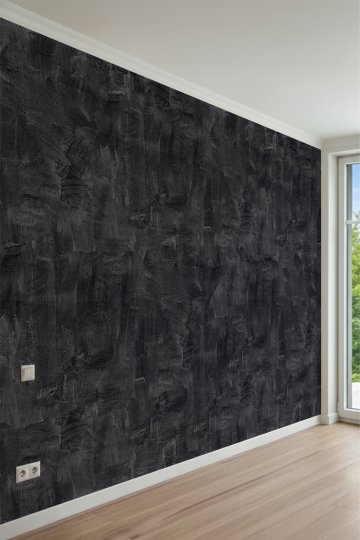 Antrasit Tonlarında Eskitme Sıva, Beton Dokulu ve Fırça Darbeli Tek Parça Tekstil Duvar Kağıdı küçük görsel 2
