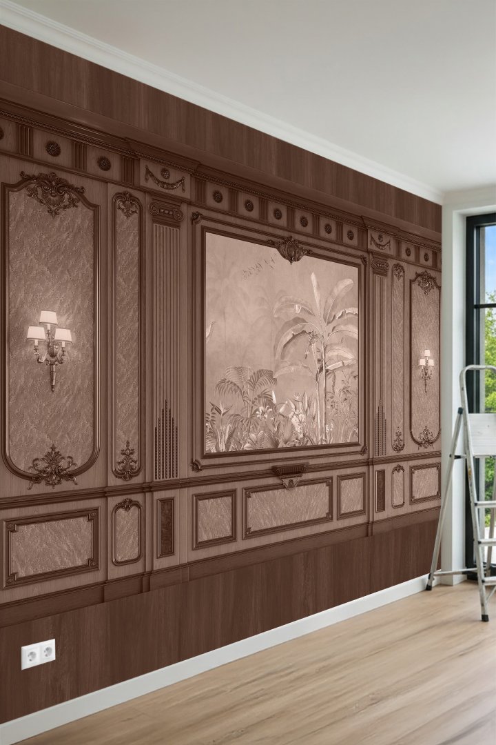 Avangart Çerçeve Detaylı Dekoratif Panel Tasarımı Tek Parça Tekstil Duvar Kağıdı