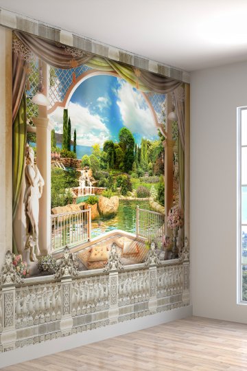 Balkon Manzarası Isı Ve Ses Yalıtımlı Sağlıklı Tekstil Duvar Kağıdı