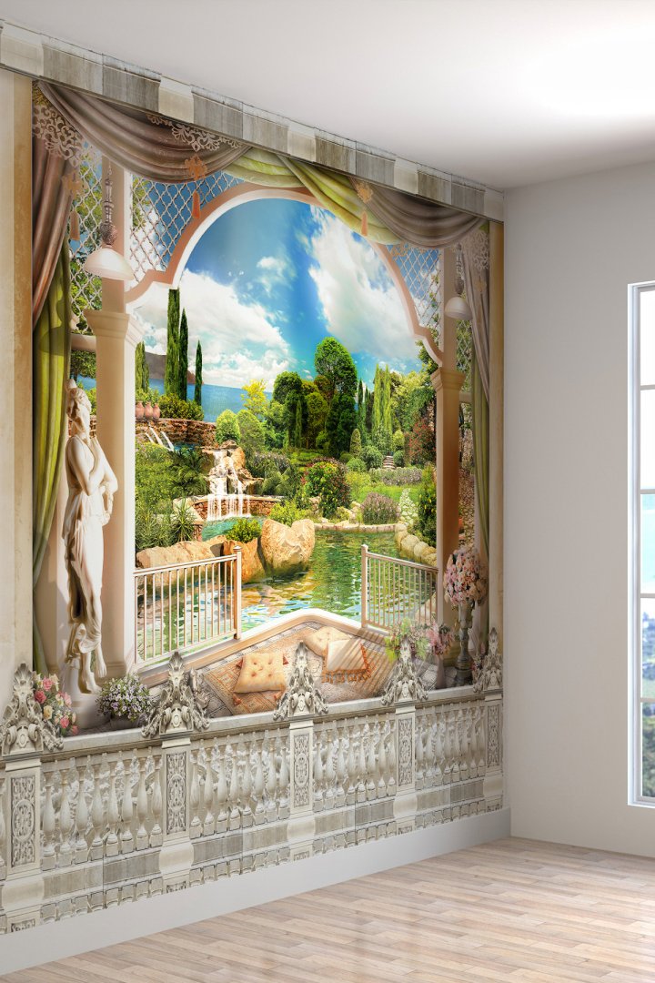 Balkon Manzarası Isı Ve Ses Yalıtımlı Sağlıklı Tekstil Duvar Kağıdı