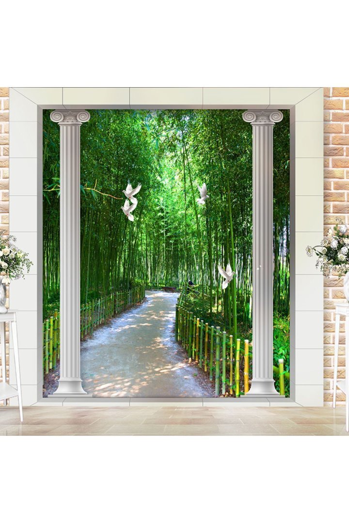 Bambu Orman Manzaralı Isı Ve Ses Yalıtımlı Sağlıklı Tekstil Duvar Kağıdı