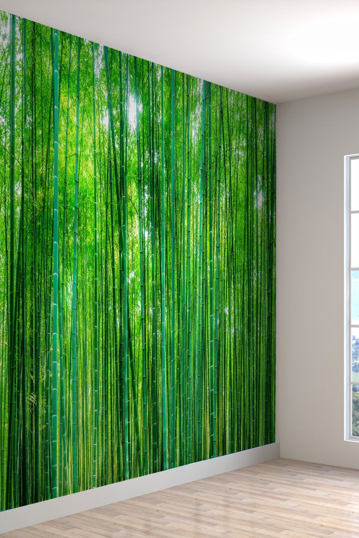 Bambu Ormanı Desenli Silinebilir Sağlıklı Tekstil Duvar Kağıdı