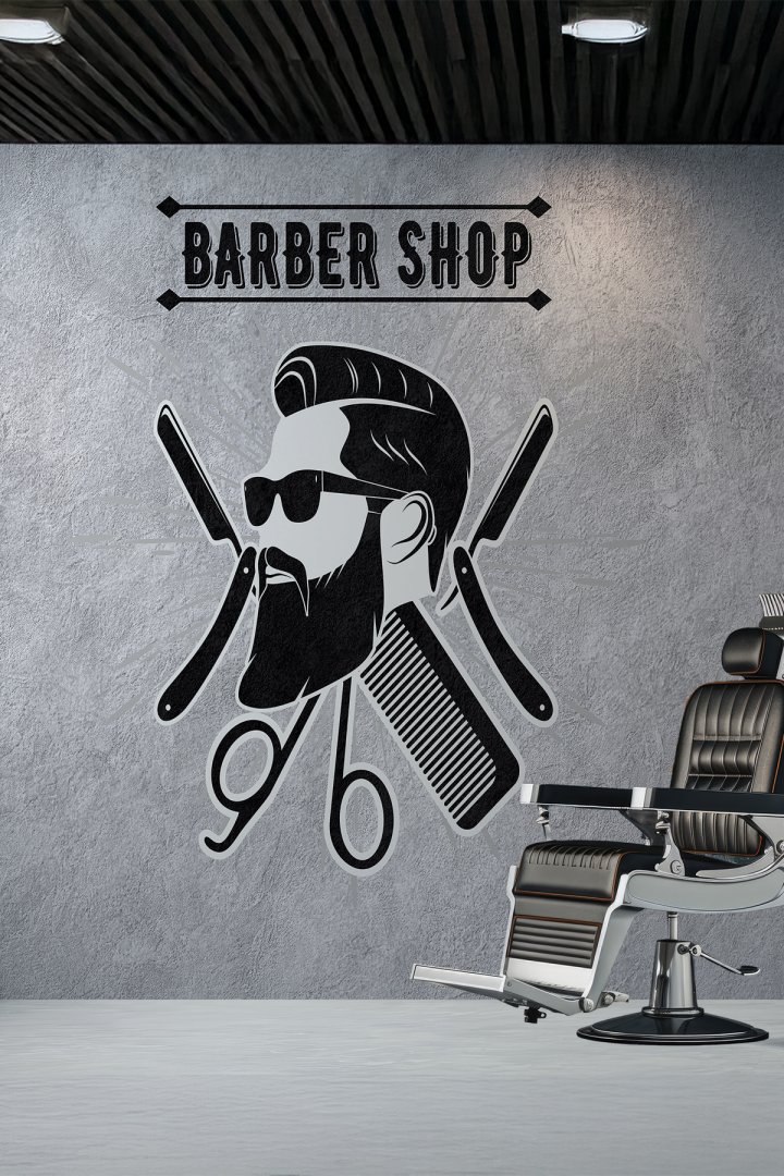 Barber Shop Minimal Gri Beton Desenli Tekstil Duvar Kağıdı