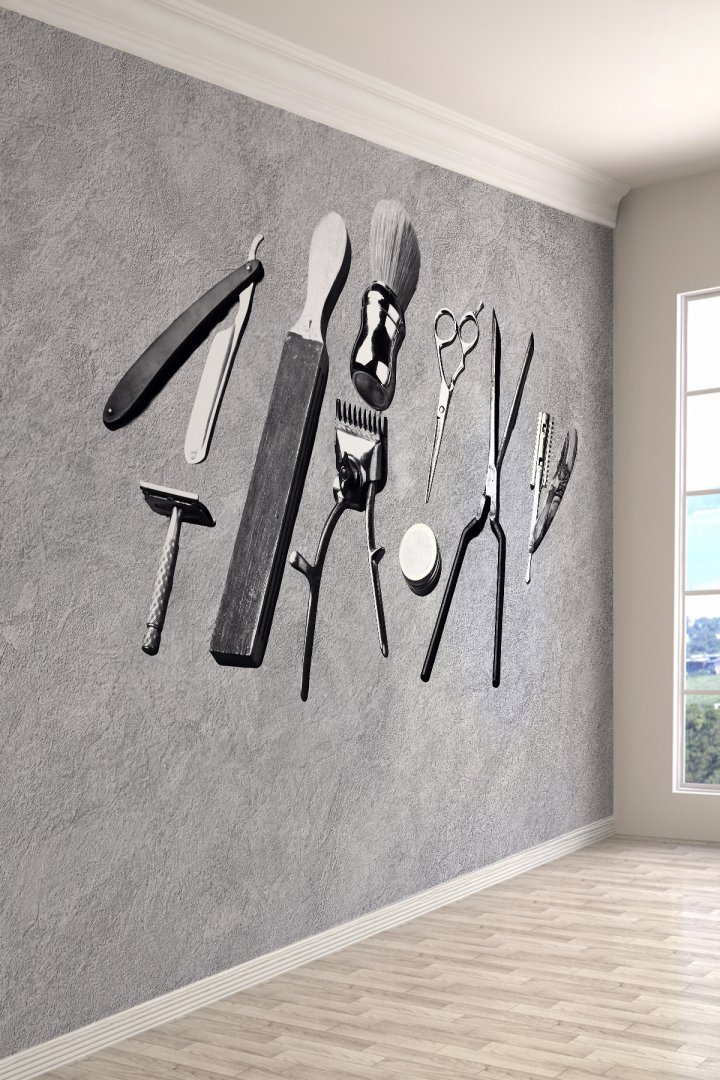 Barber Tools Tekstil Duvar Kağıdı