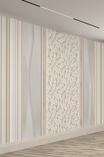 Bej Altın Geometrik Desenli Tekstil Duvar Kağıdı