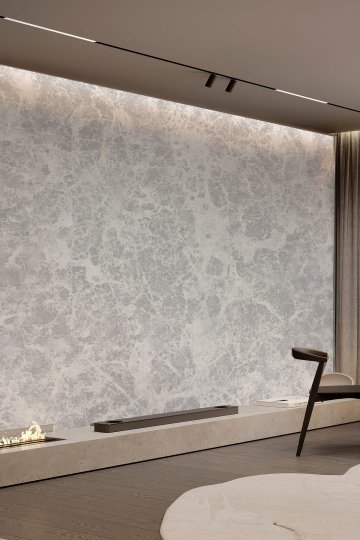 Beyaz Gri Mermer Taş Efekti Desenli Tekstil Duvar Kağıdı