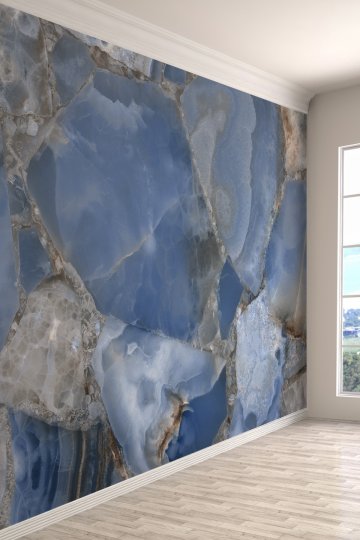 Blue Luxury Premium Kristal Oniks Tek Parça Duvar Kağıdı