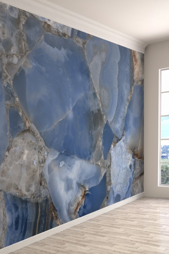 Blue Luxury Premium Kristal Oniks Tek Parça Duvar Kağıdı