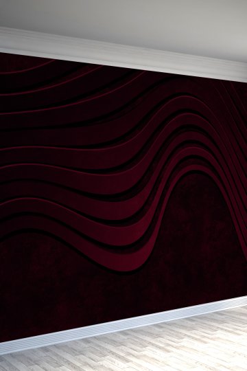 Bordo Dalgalı Tek Parça Tekstil Duvar Kağıdı