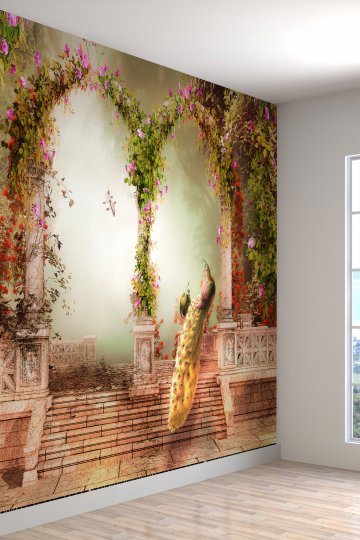 Cennet Kuşu Desenli Ses Yalıtımlı Sağlıklı Tekstil Duvar Kağıdı