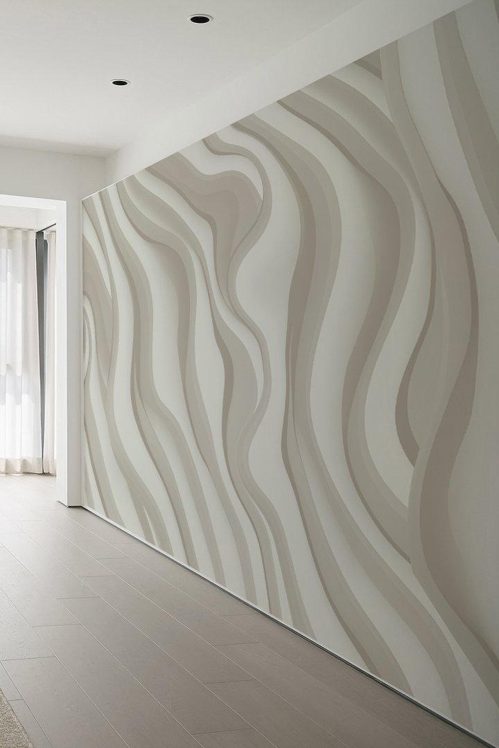 Dalga Desenli Modern Tek Parça Tekstil Duvar Kağıdı
