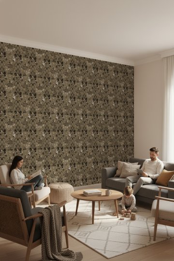 Damask Desenli Tek Parça Duvar Kağıdı -Isı ve Ses Yalıtımı Yırtılmaz
