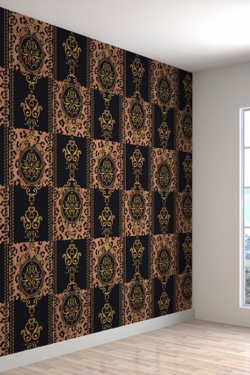 Damask Desenli Yırtılmaz Silinebilir Sağlıklı Tekstil Duvar Kağıdı