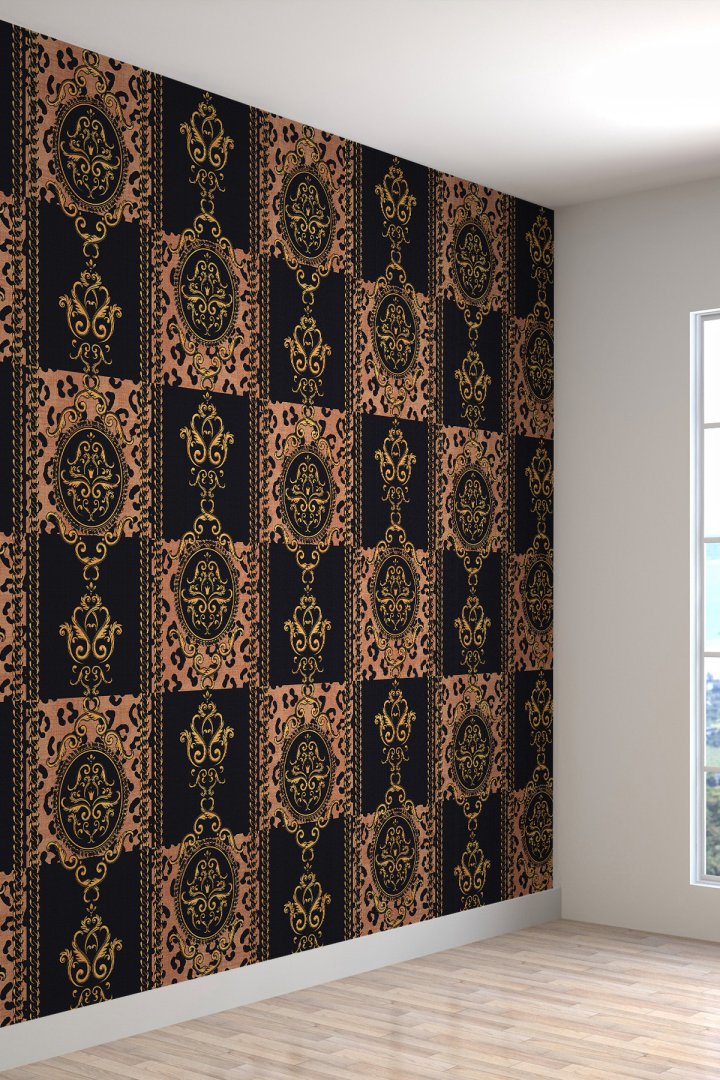 Damask Desenli Yırtılmaz Silinebilir Sağlıklı Tekstil Duvar Kağıdı