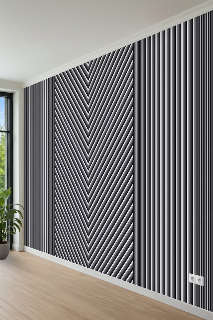 Derinlik Etkili Modern Geometrik "V" Desenli Tek Parça Tekstil Duvar Kağıdı 