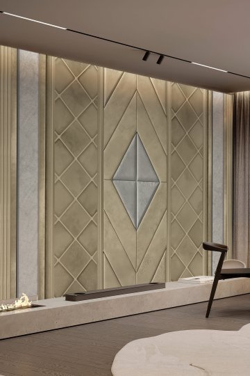 Diamond Bej & Gümüş Geometrik Tekstil Duvar Kağıdı