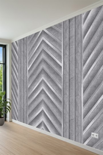 Dikey Çıtalar ve Şevron Geometrik Panel Desenli Tek Parça Tekstil Duvar Kağıdı küçük görsel 4