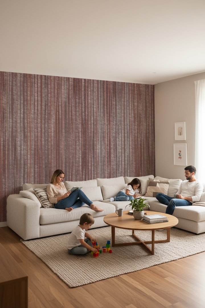 Dokuma Desen Arkaplan Silinebilir Sağlıklı Tekstil Duvar Kağıdı