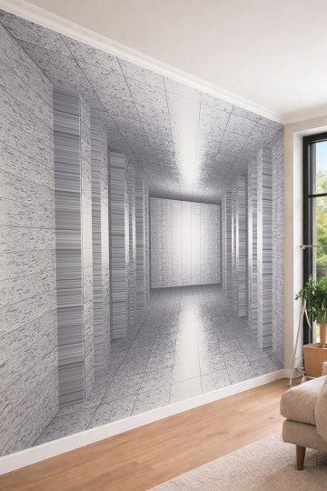 Dreamwall 3D Görünümlü Beton Tünel ve Perspektif Temalı Tek Parça Tekstil Duvar Kağıdı