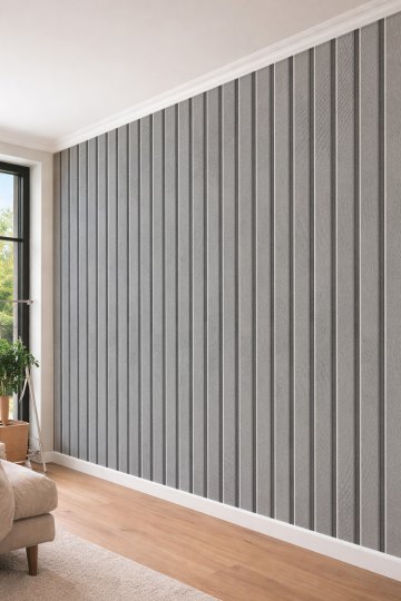 Dreamwall 3D Görünümlü Dikey Panel ve Duvar Çıtası Temalı Tek Parça Tekstil Duvar Kağıdı