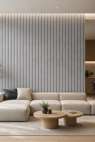 Dreamwall 3D Görünümlü Dikey Panel ve Duvar Çıtası Temalı Tek Parça Tekstil Duvar Kağıdı küçük görsel 2