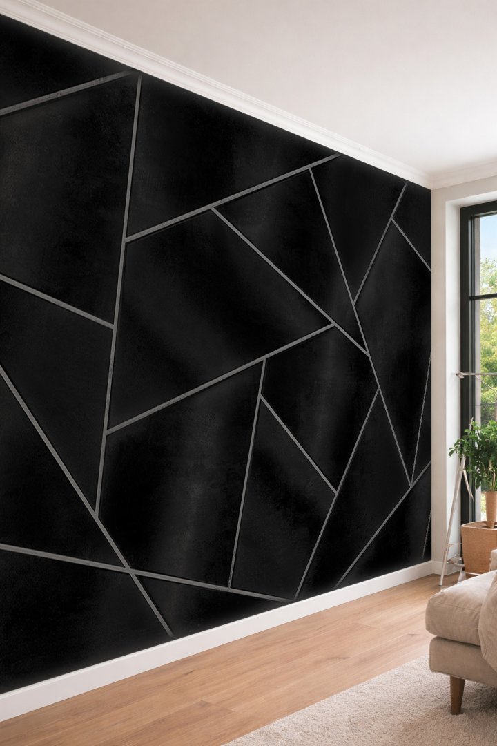 Dreamwall 3D Görünümlü Geometrik Panel Desenli Lüks Tek Parça Tekstil Duvar Kağıdı