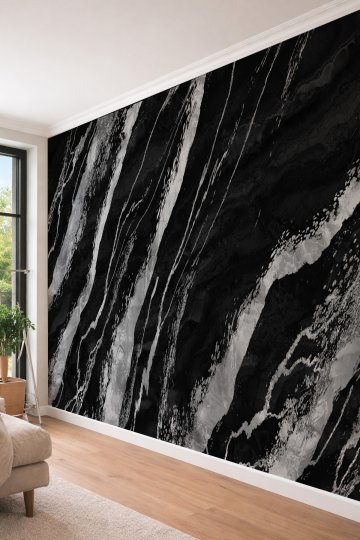 Dreamwall 3D Görünümlü Oniks Mermer ve Gri Desenli Tek Parça Tekstil Duvar Kağıdı